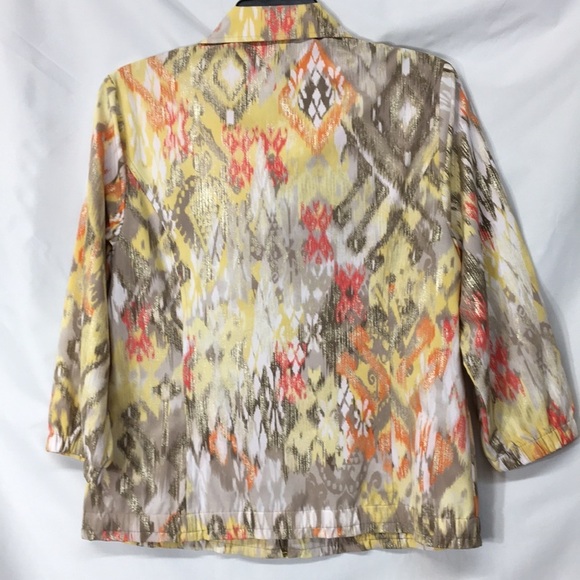 Zenergy by Chicos Women’s Colorful Yellow and Orange Jacket Size 1 Like-NEW - Picture 5 of 5